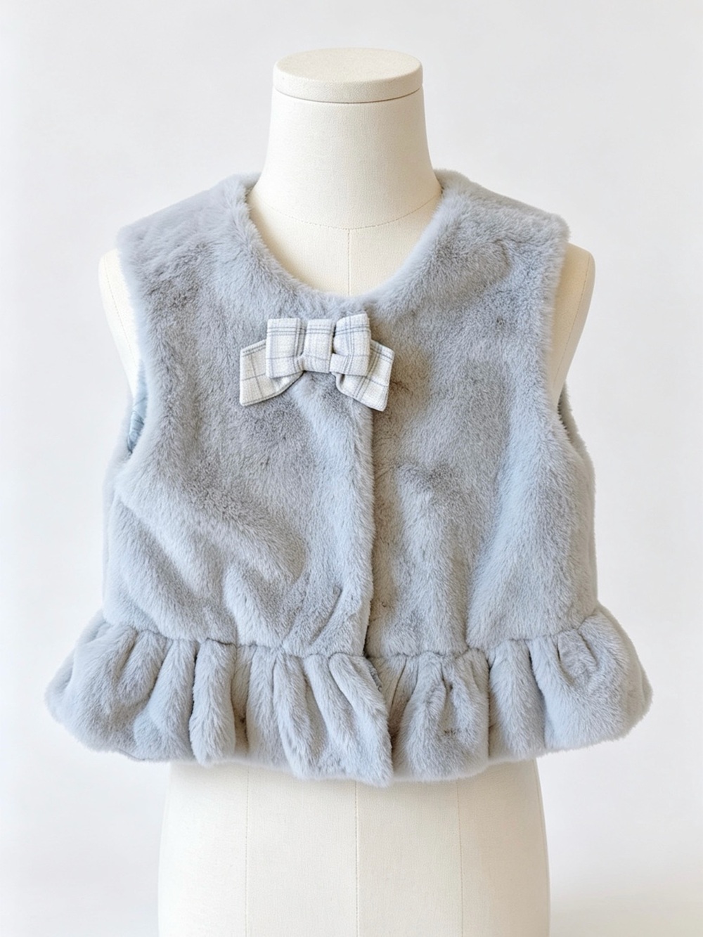 Patachou GREY FUR VEST WITH BOW